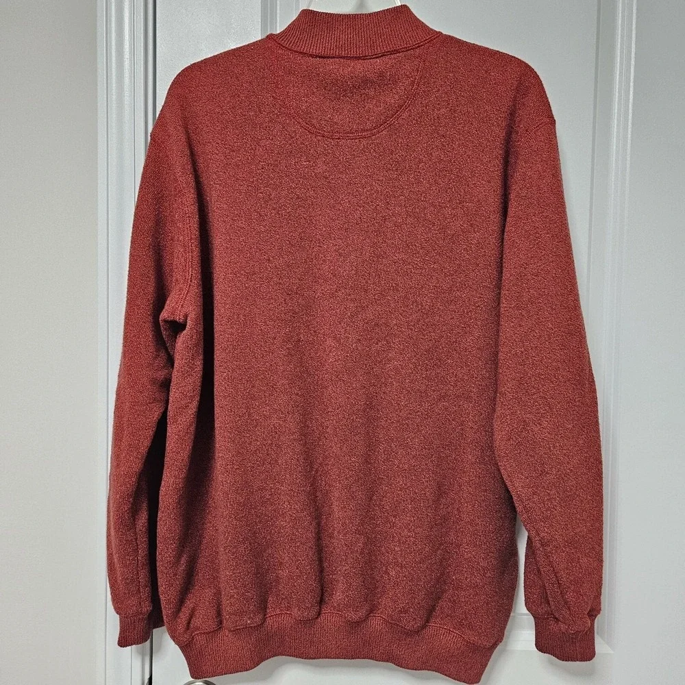 Greg Norman Pullover Mens Large Red Quarter Zip Sweater Mock Neck Heathered Knit